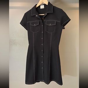 Retro little black dress with snaps, size 7 (bought in England)